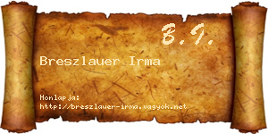 Breszlauer Irma névjegykártya